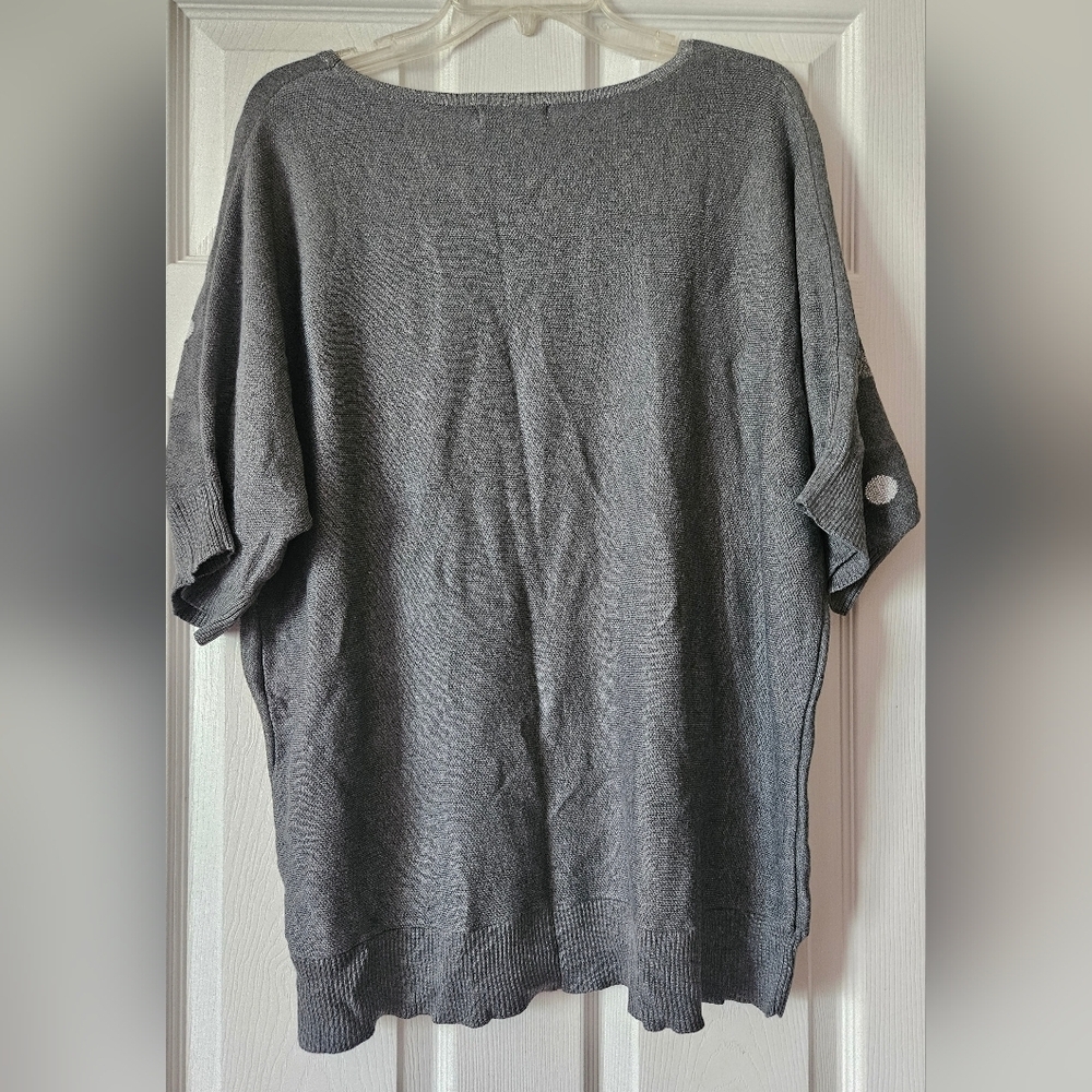 Love Scarlett Short Sleeve Silver Metallic Polka Dot Sweater Women Plus Size 2x - Picture 2 of 4